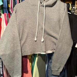 Wild Fable Heather Gray Cropped Hoodie
